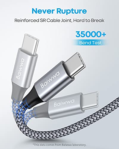 Kısa USB C Kablosu [3'lü Paket, 1ft], Baıwwa 3A Hızlı Şarj USB A Tipi C Kablosu Örgülü Şarj Cihazı ile uyumlu Samsung