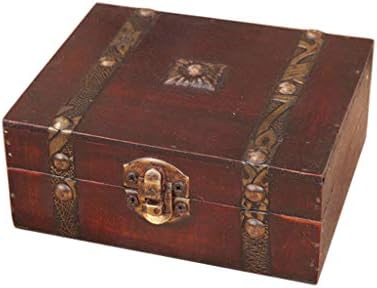 JYDQM Ahşap Vintage Kilit Hazine Sandığı Takı saklama kutusu Kasa Organizatör Yüzük Hediye Katlanabilir Mini Ahşap