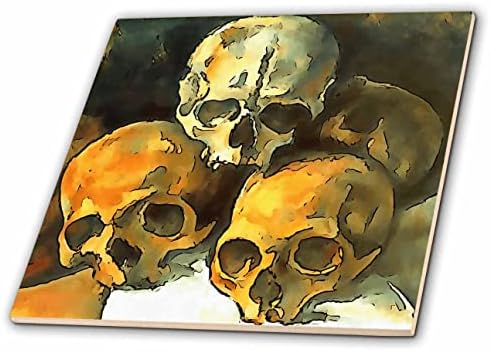 3dRose Kafatasları Piramidi Cezanne'den Sonra Siyah Anahat Sanatı-Fayans (ct_353306_1)