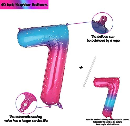 40 İnç Numarası Balonlar 5 Pembe Mavi Gökkuşağı Degrade Mylar Folyo Helyum Dijital Balon 0-9 Bebek Duş Kız 5th Doğum