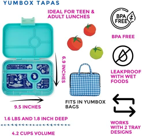 Yumbox TAPAS Büyük Boy Sızdırmaz Bento Öğle Yemeği Kutusu (Antibes Mavisi)