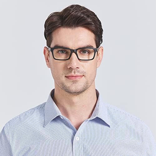 Increbill okuma gözlüğü Erkekler için, yaylı menteşeler Dikdörtgen Çerçeve Okuyucular Gözlük, Şeffaf Lens Bilgisayar