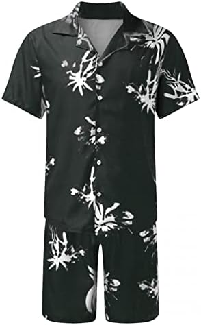 Realdo erkek Casual Düğme Aşağı Kısa Kollu Plaj Gömlek Takım Elbise Artı Boyutu Spor Açık İki Parçalı Kıyafet Setleri