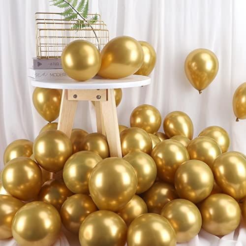 RUBFAC Altın Metalik Balonlar Lateks Balonlar Doğum Günü Mezuniyet Bebek Duş Düğün Yıldönümü Partisi Süslemeleri için