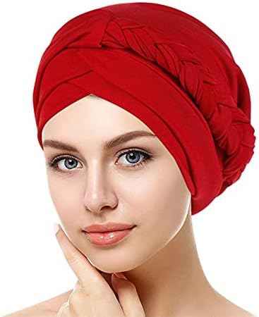 Türban Kadınlar için Moda Kemo Kasketleri Saç Kapakları Düz Renk Müslüman Şapka Büküm Düğüm Elastik Headwrap Kafatası