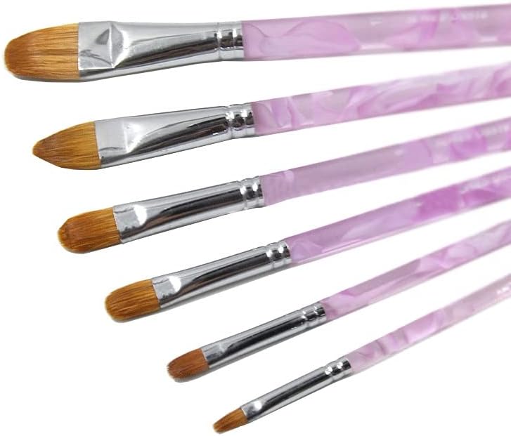 LİRUXUN Mor Kısa Atış Karıştırma Su Boya Fırçası Seti Kahverengi Saç Suluboya 6 Parça Sanatçı yağlı boya Fırçaları