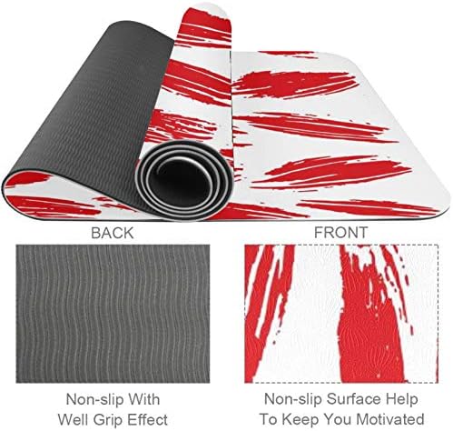 Unicey Kalın Kaymaz Egzersiz ve Fitness 1/4 Yoga mat ile Kırmızı İplik İplik Desen Soyut Baskı için Yoga Pilates ve