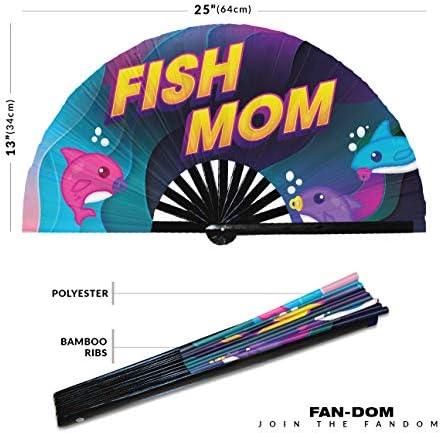 Balık Anne UV Glow El Fan Balık Lady Katlanır El Fan koi Anne El Fan Balık Mama Balık Severler Hediye Balık pet Sahipleri