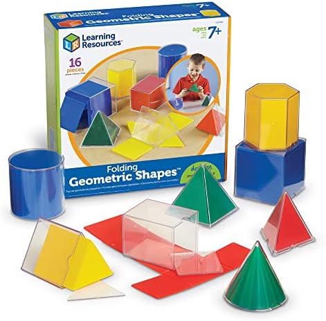 Öğrenme Kaynakları Katlanır Geometrik Şekiller, Geometri / Matematik Yardımcısı, 16 Parçalı Set, 7 Yaş ve Üzeri Kesir
