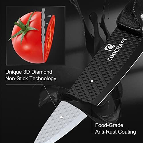 COOCRAFT Bıçak Seti, Mutfak Bıçağı Bloklu ve Ankastre Bileyicili Mutfak için Bıçak Seti Setleri, 6 Biftek Bıçaklı