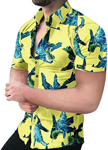 XXBR Erkek Hawaii Gömlek Yaz Kısa Kollu Sokak Tropikal ağaç Üstleri Düğme Aşağı Rahat Fit Gevşek Rahat Plaj Gömlek