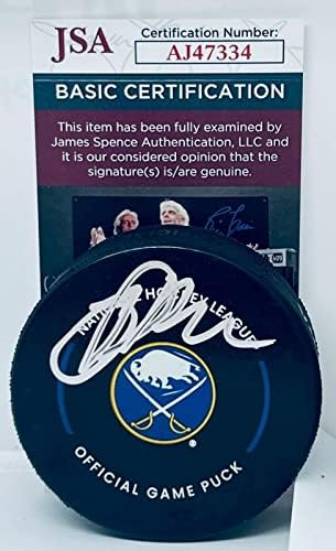 Owen Power imzalı Buffalo Sabres Resmi Oyun Diski imzalı JSA İmzalı NHL Diskleri