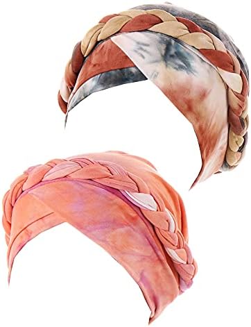JDYaoYıng 2 adet Kemo Kanseri Türban Kadınlar için Örgü Türban Kap Headwrap başörtüsü Bere Kap