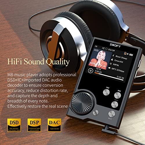 Swofy HıFı MP3 Çalar Dijital Ses Çalar Kayıpsız DSD Yüksek Çözünürlüklü Dijital Ses Müzik Çalar, Taşınabilir Yüksek