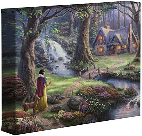Thomas Kinkade Disney Pamuk Prenses Kulübeyi Keşfediyor 8 x 10 Galeri Sarılı Tuval