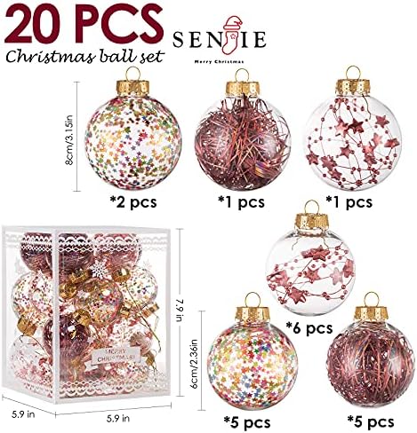 Noel Süsler Topu Seti-Kırılmaz Şeffaf Plastik Dekoratif Baubles Noel Ağacı Ev Tatil Düğün Parti Dekorasyon, 20 Adet