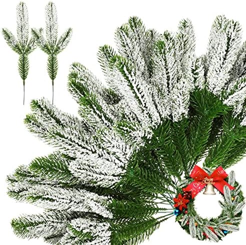 WİLLBOND 100 Parça Noel Çam İğneleri 10 inç Yapay Dalları Yeşil Yapraklar İğne Garlands Dallar Sahte Sedir Yeşillik