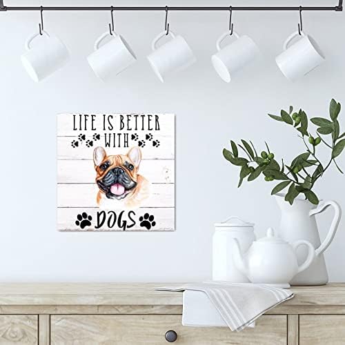 Evans1nism Ahşap İşareti Hayat Köpekler ile Daha İyidir Ahşap Plak İşareti Springer Spaniel Köpek ev duvar dekoru