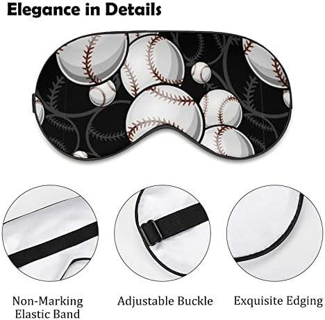 Beyzbol Softbol Topu Grafik Uyku Maskesi Hafif Körü Körüne Maskesi Göz Maskesi Kapak Erkekler Kadınlar için Ayarlanabilir
