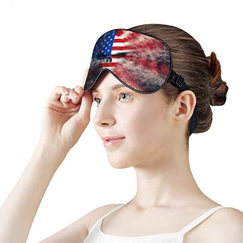 Kızgın Amerikan Bayrağı Kafatası Uyku Körü Körüne Maskesi Sevimli göz bandı Kapağı Ayarlanabilir Kayış ile Kadın Erkek