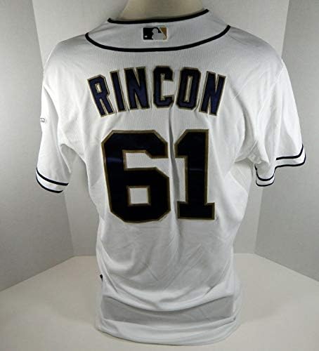 2013 San Diego Padres Edinson Rincon 61 Oyun Kullanılmış Beyaz Forma - Oyun Kullanılmış MLB Formaları