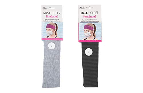 Maske, Düğme Saç Bantları, 2'li paket için Allure Nervürlü Saç Bandı Tutucular