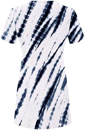 SUTWOEN Plaj Elbiseleri Kadınlar için 2023 Moda Kravat Boya Sundress Casual bol tişört Elbise Kısa Kollu Yuvarlak