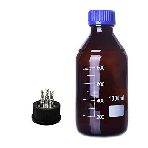 DONLAB MBY-02L3 Cam 2000 ml / 2L Amber Kahverengi Yuvarlak Medya depolama şişesi Reaktif Şişesi ile SUS 316 M-3-Through