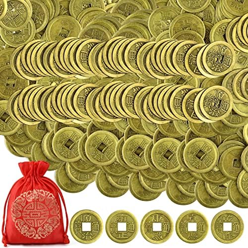 Coopay 300 Adet Çin Yeni Yılı Feng Shui Paraları İyi Şanslar Servet Sikke I-Ching Paraları Antik Çin Hanedanı Zaman
