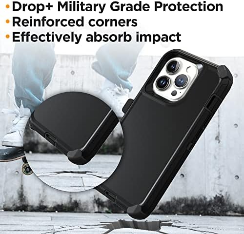 AİRCS Ekran Koruyucu ile iPhone 14 Pro Max kılıf ile uyumlu, ağır Askeri Sınıf Darbeye Dayanıklı Tam Vücut Koruyucu