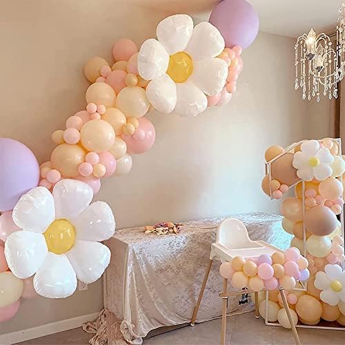 PartyWoo Beyaz Balonlar 50 adet 5 inç ve Papatya Balonlar 8 adet