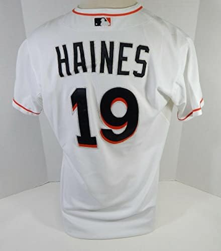 Miami Marlins Andy Haines 19 Oyun Kullanılmış Beyaz Forma DP13785 - Oyun Kullanılmış MLB Formaları