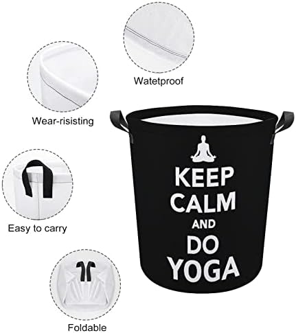 Sakin ol ve Yoga Yap çamaşır sepeti Sepet Çanta Çamaşır Kutusu saklama çantası Katlanabilir Uzun Saplı