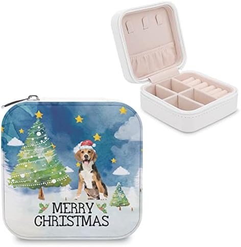 Merry Christmas Köpek Pet Alman Spaniel Küçük Seyahat Mücevher Kutusu Organizatör Ekran saklama kutusu Yüzük Küpe