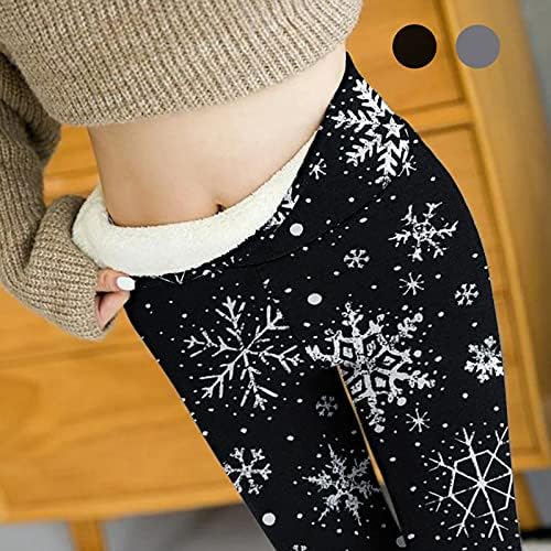XXBR Noel Polar Astarlı Tayt Kadınlar için Kış Sıcak Komik Noel Kardan Adam Baskı Sıkı Kalın Kaşmir Yoga Pantolon