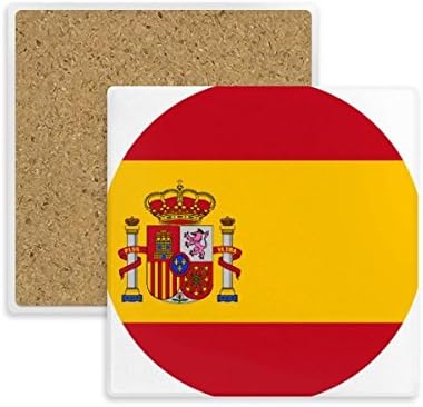 Ispanya Ulusal Bayrak Avrupa Sembol Desen Kare Coaster Kupası Kupa Tutucu Emici Taş İçecekler için 2 adet Hediye