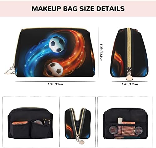 OGNOT Serin Futbol Topu makyaj çantası Seyahat Organizatör Erkekler Ve Kadınlar İçin, Hafif Deri Makyaj Çantası Büyük