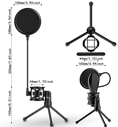 LMMDDP Taşınabilir Mikrofon Mikrofon Şok Dağı Stüdyo Masaüstü tripod standı Filtre ile