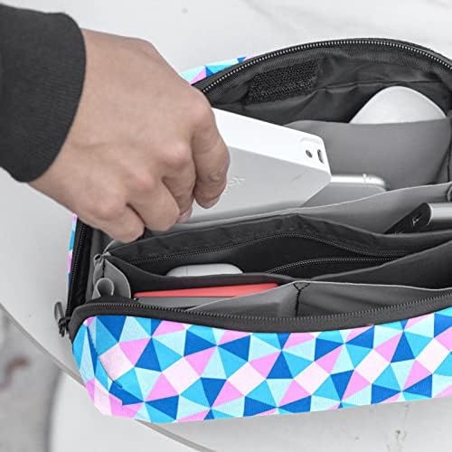Su geçirmez Makyaj Çantası Mavi Pembe Pastel Geometrik Optik Arka Plan makyaj çanta düzenleyici Seyahat Zip makyaj