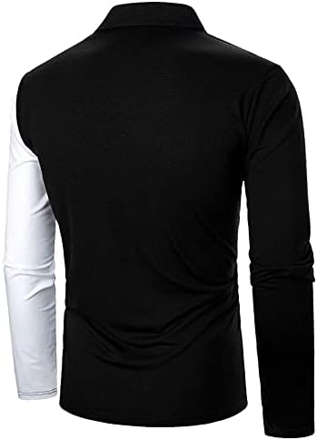 XZHDD 2022 erkek polo gömlekler, Bahar Ön Placket Düğme Uzun Kollu Casual Slim Fit Gömlek Kontrast Renk Patchwork