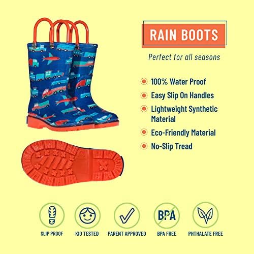 Wildkin Çocuklar 12 İnç Sırt Çantası, Şemsiye, Öğle Yemeği Çantası ve Boyut 10 Rainboots Ultimate Bundle Essentials