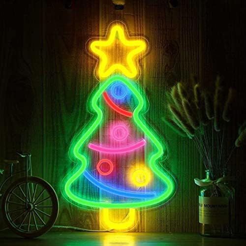 Noel Ağacı Neon İşaretleri Duvar Dekor için, USB Powered LED Renkli Akrilik Neon ışıkları, ev Dekorasyon için Bar