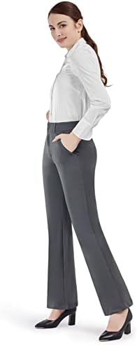 Bamans takım elbise pantalonları 30 / 32 / 34 Kadınlar için Bootcut Streç İş pantolonu Kemer Döngü Bootleg Yoga cepli