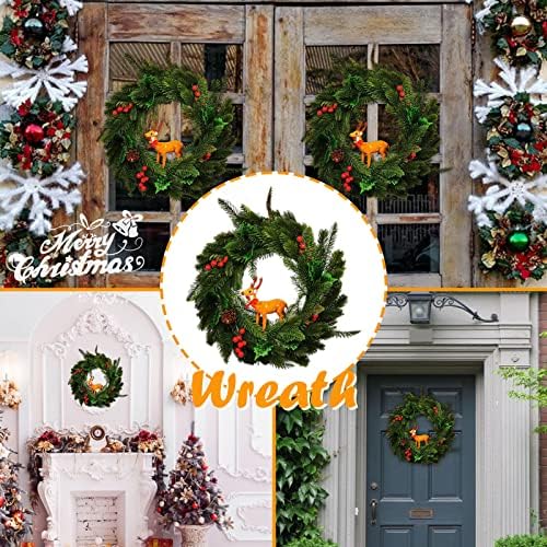 Süs Geyik Küçük Noel Çelenk Asılı Noel Geyik Kapı Ev Dekor Çelenk Yüzük 20 İnç