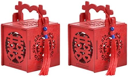 Holibanna Toplu Şeker Düğün Dekor 4 adet Mini Çin Hollow Fener Şekli Ahşap Yaratıcı düğün şeker kutusu Hediye Tutucu