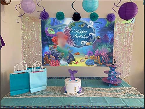 Küçük Kızlar Mutlu Doğum Günü Zemin Altında Deniz Mercan Resif Tropikal Balık Doğum Günü Partisi Fotoğraf Arka Plan