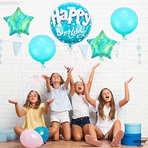 KatchOn, Mavi Mutlu Yıllar Balon Seti-23 inç, 5'li Paket | Erkekler için Doğum Günü Dekorasyonu | Mavi Yıldız Balonlar