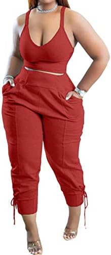 Choıchıc Kadın Iki Parçalı Kıyafetler Setleri Spagetti Kayışı Polis Üst Dantel Up Yüksek Bel kalem pantolon Setleri
