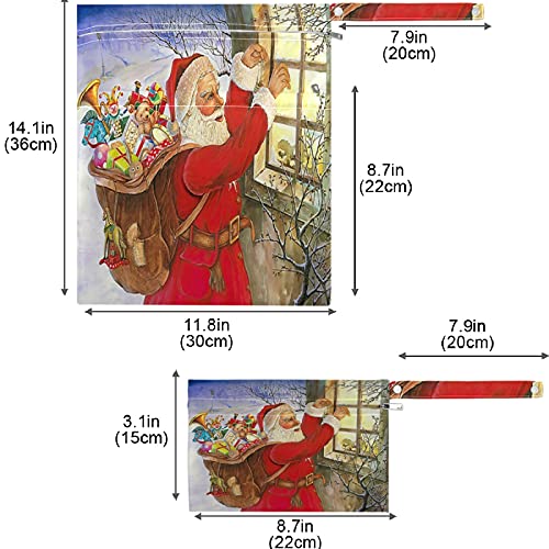 vısesunny Boyama Noel Noel Baba ve hediye Fermuarlı cepli 2 adet ıslak çanta Yıkanabilir Kullanımlık Seyahat,Plaj,Havuz,Kreş,Bebek
