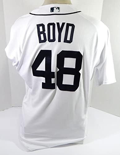 2021 Detroit Tigers Matthew Boyd 48 Oyun Pos Kullanılmış Beyaz Forma 46 03 - Oyun Kullanılmış MLB Formaları